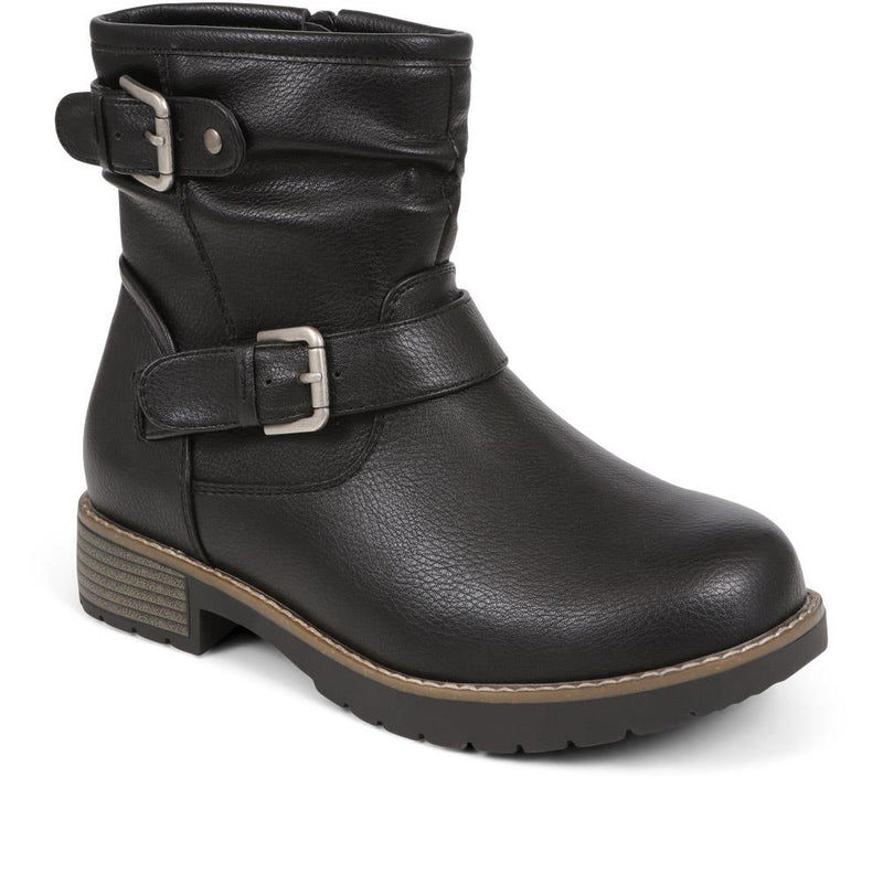 Extra Wide Fit Buckle Ankle Boots - CHRISTY / 324 582